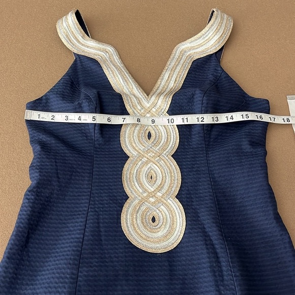 LILLY PULITZER Valli Embroidered Soutache Slip Dress - True Navy- Size 4 - Picture 11 of 13